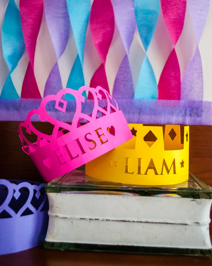 How to make DIY Personalized Crowns for a Princess Birthday Party @merrimentdesign