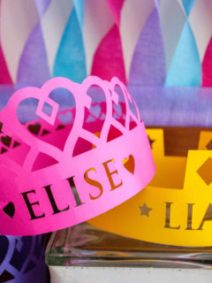 DIY Personalized Paper Princess Crowns for a Princess Birthday Party
