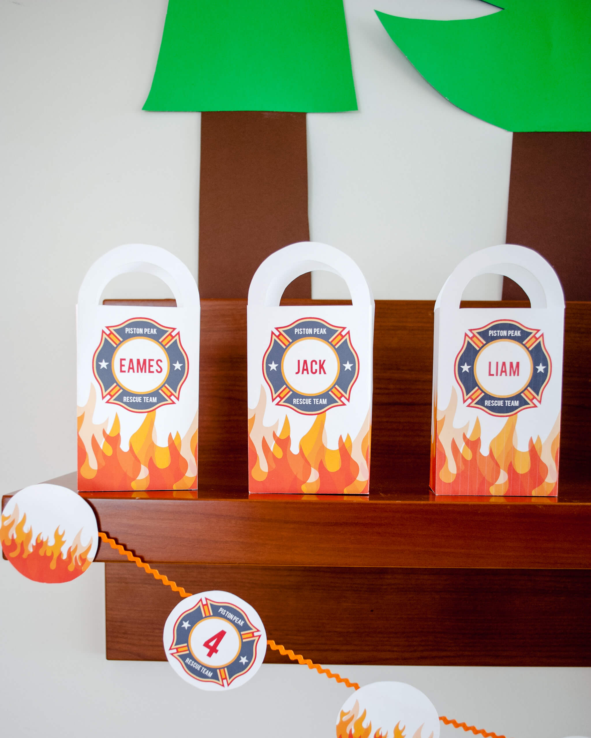 DIY Personalized Firefighter Printable Favor Bags for a Fireman Birthday Party. Fireman Favor Bag | Fireman Treat Bag | Firefighter Favor Bags | Firefighter Treat Bags | Firefighter Party