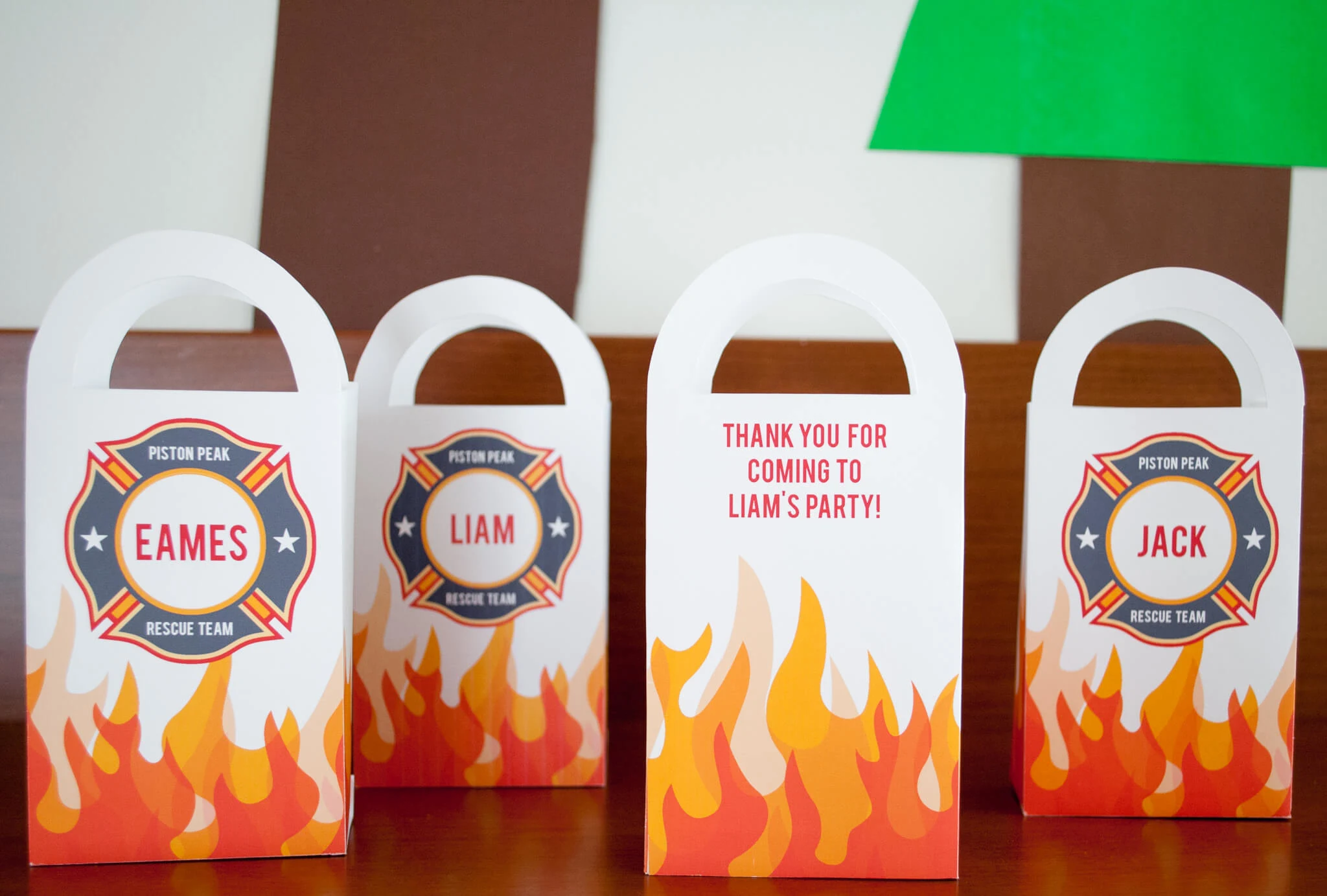 DIY Personalized Firefighter Printable Favor Bags for a Fireman Birthday Party. Fireman Favor Bag | Fireman Treat Bag | Firefighter Favor Bags | Firefighter Treat Bags | Firefighter Party