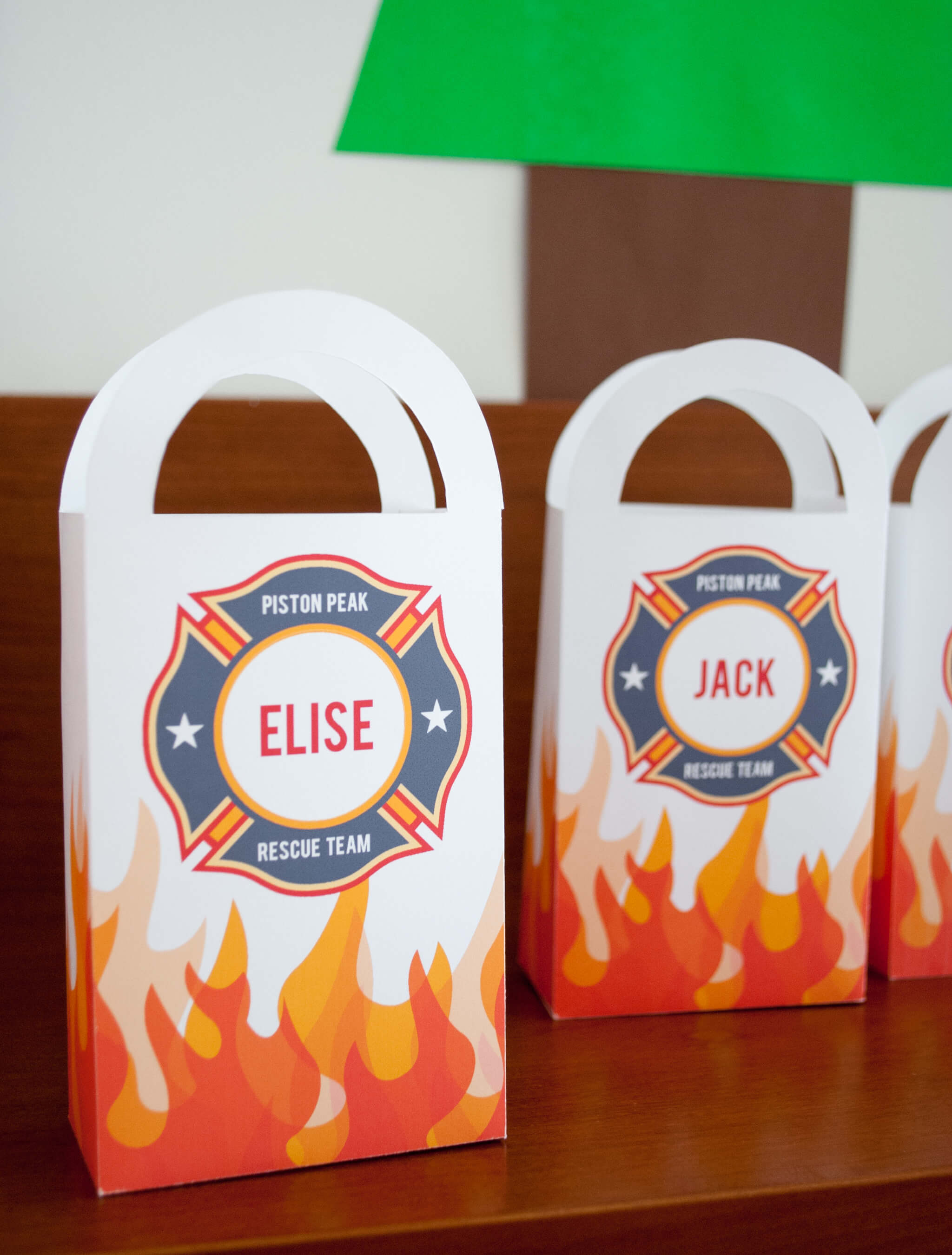 DIY Personalized Firefighter Printable Favor Bags for a Fireman Birthday Party. Fireman Favor Bag | Fireman Treat Bag | Firefighter Favor Bags | Firefighter Treat Bags | Firefighter Party