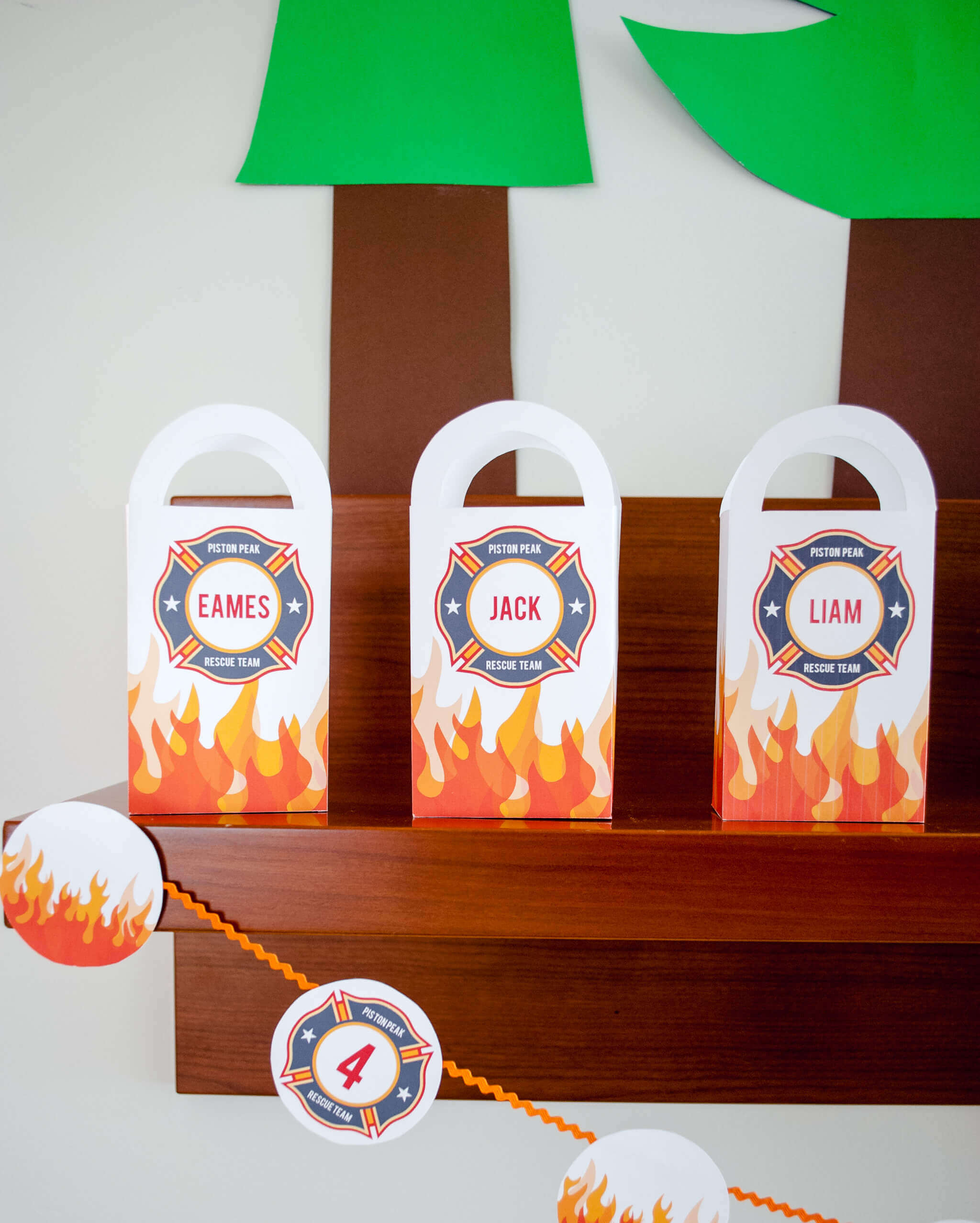 DIY Personalized Firefighter Printable Favor Bags for a Fireman Birthday Party