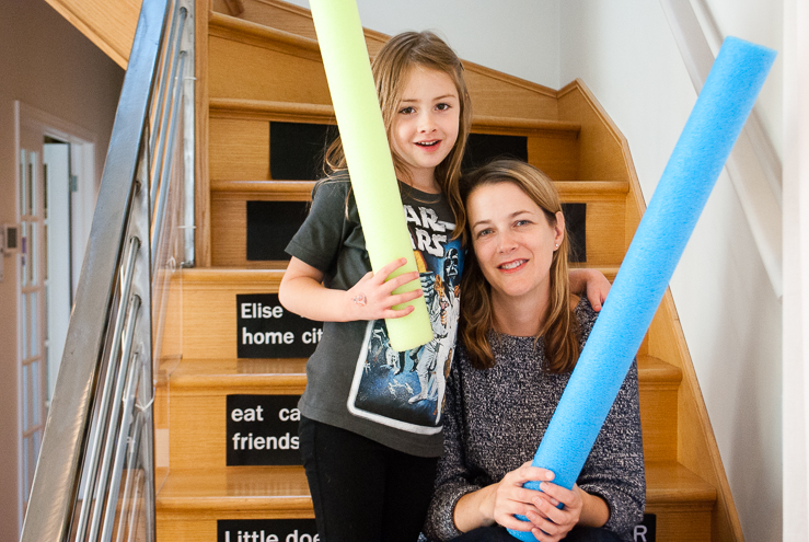 DIY Star Wars opening crawl on stair risers - easy printable Star Wars birthday party decoration