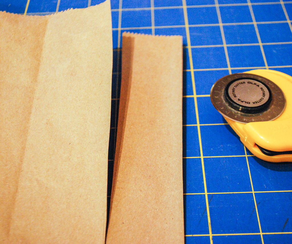 Cutting strips of paper to make DIY napkin rings