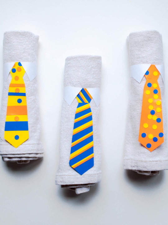 DIY Tie Napkin Rings and Tie Bunting Decorations Kid's Activity for Father's Day #colorize