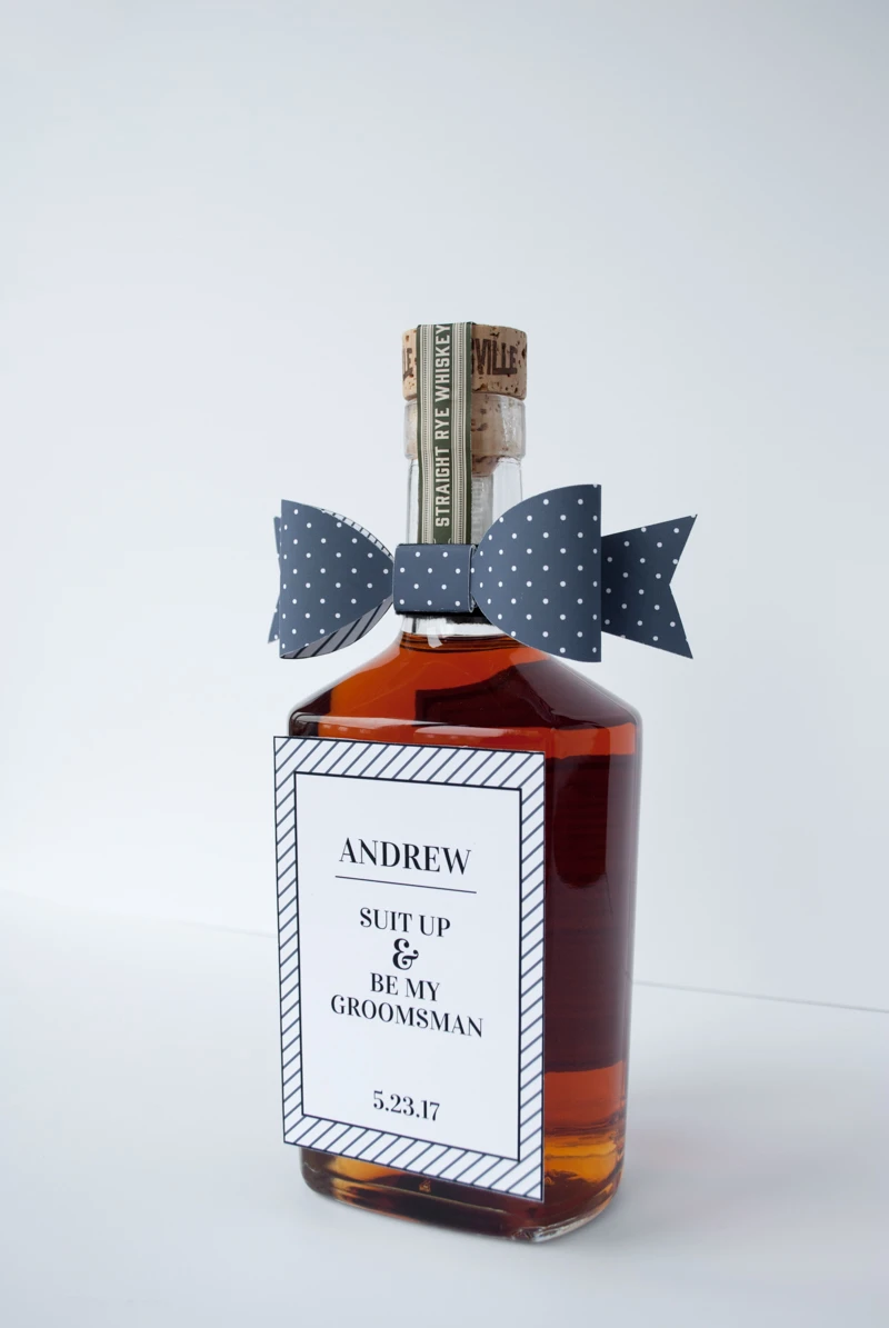DIY 'Will You Be My Groomsman / Best Man' Wedding Gift (plus free printable). Just download, type to personalize the labels, cut out and attach using VELCRO® Brand fasteners. Make these simple and clever bridal party gifts for your best man and groomsmen!