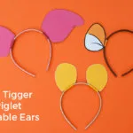 Make a DIY Winnie The Pooh headband using these free printable Winnie The Pooh ears for your own Hundred Acre Woods celebration. Free printable Tigger ears | Free printable Winnie the Pooh ears | Free printable Piglet ears | easy Halloween costumes | Winnie The Pooh DIY costume | Piglet DIY costume | Tigger DIY costume