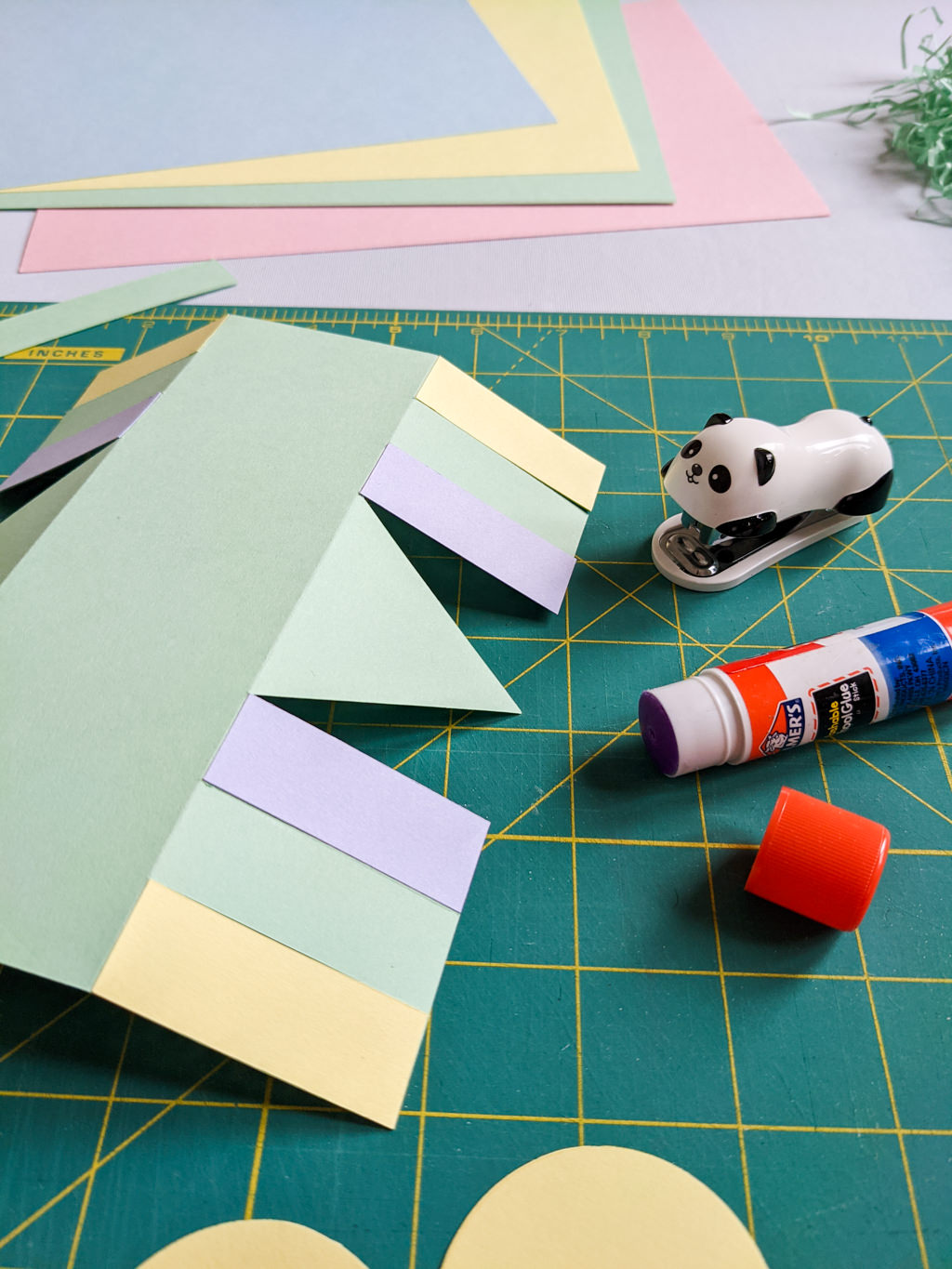 Gluing a paper Easter basket