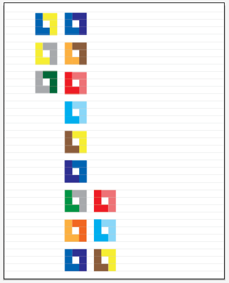 Modern L-block quilt pattern with triple stripe. Copyright Merriment Design Co.