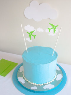 Easy Airplane Birthday Cake for an Airplane Birthday Party. Just print these free printable airplane cake toppers, cut and tie onto lollipop sticks!