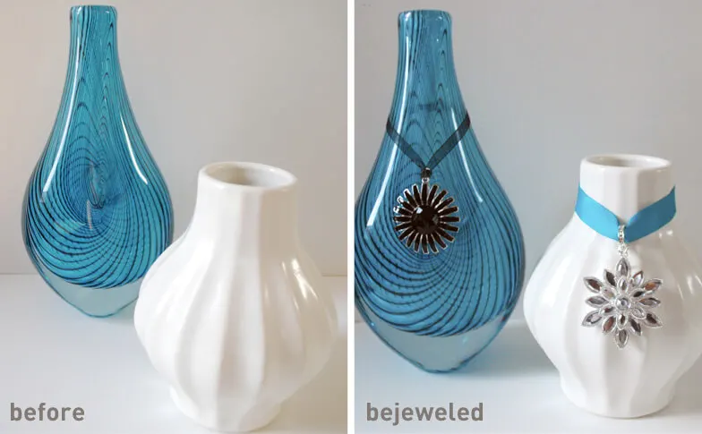 Easy bejeweled DIY vases