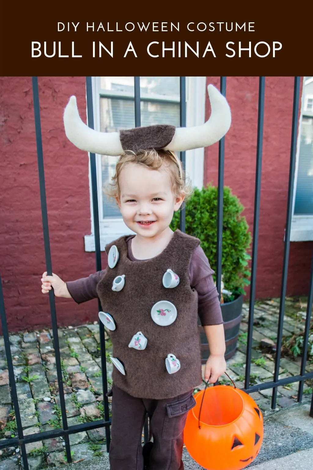 Funny Bull in a China Shop DIY Halloween Costume idea for toddlers and kids