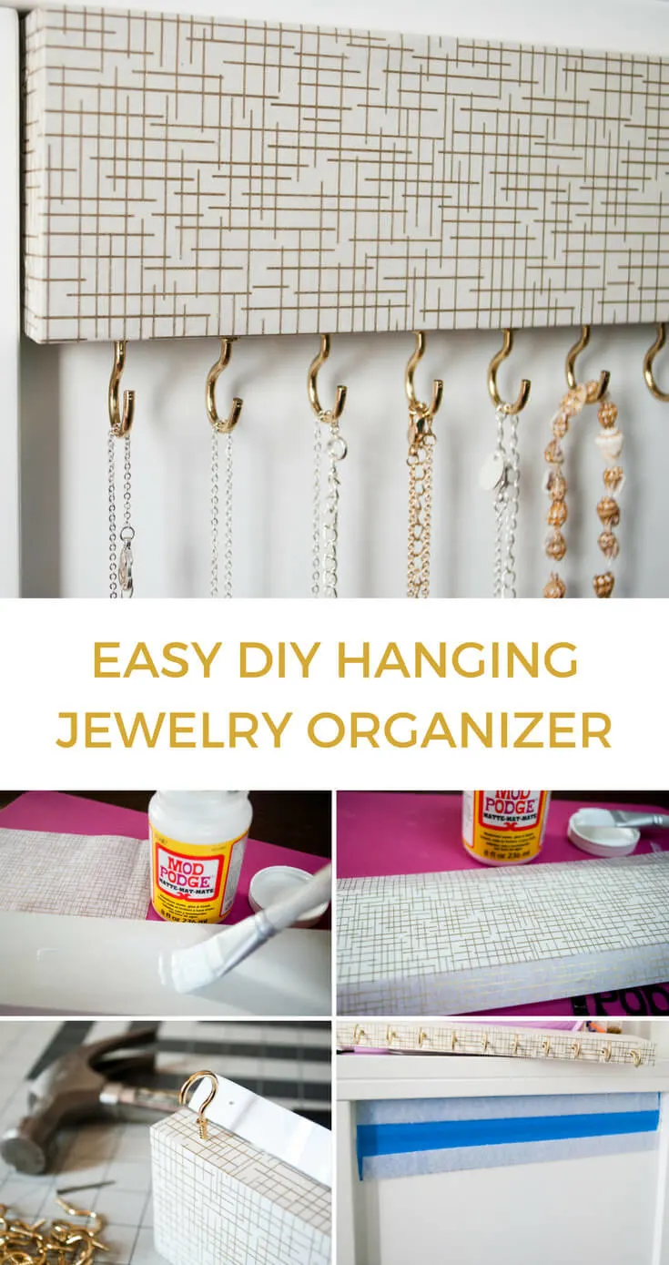 Easy DIY jewelry holder to organize necklaces tangle-free