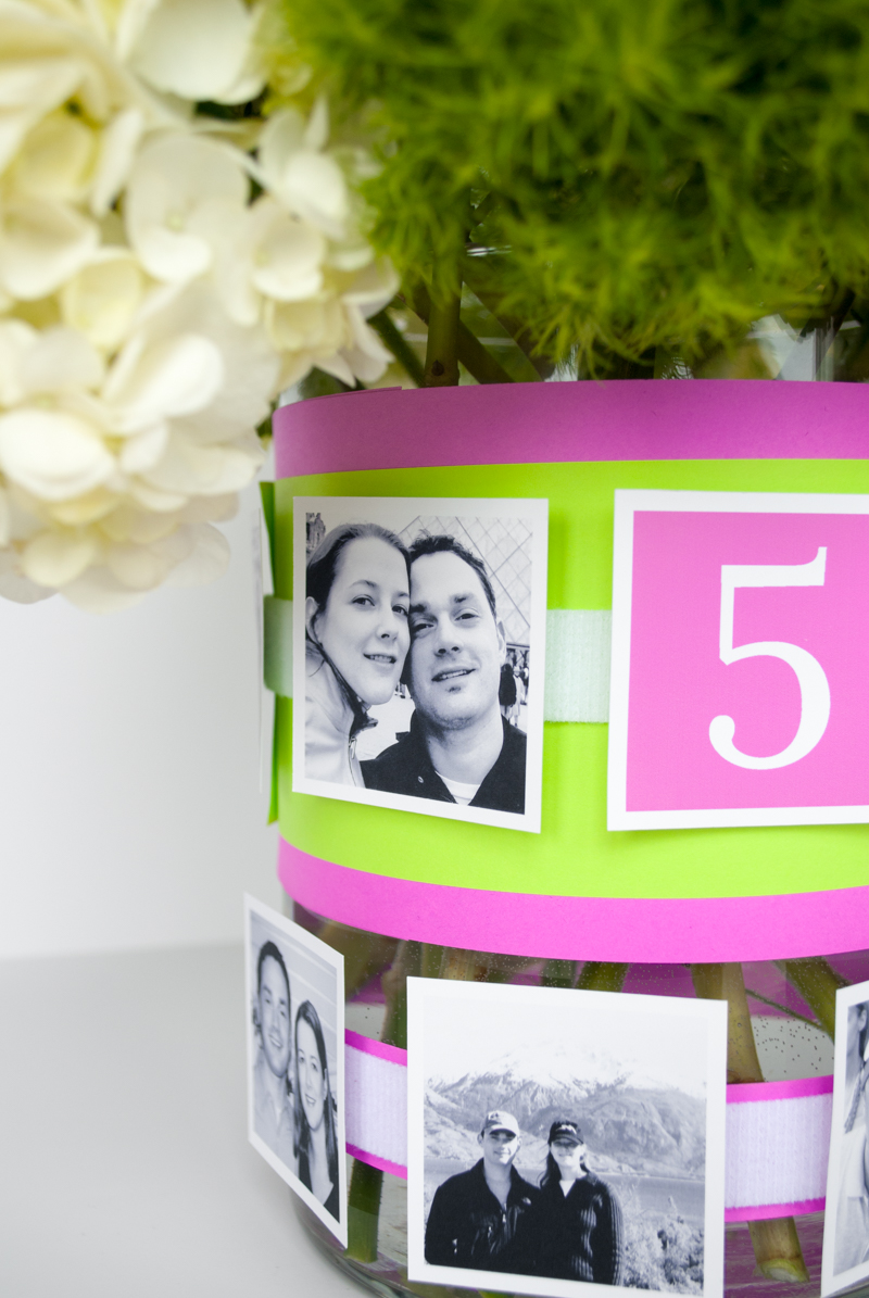 Easy DIY Photo Centerpieces For Wedding Receptions and Bridal Showers. You can move the photos around the VELCRO® Brand fasteners and there's no damage to vases when they're removed. Make these personal, budget-friendly centerpieces for your wedding reception or bridal shower!