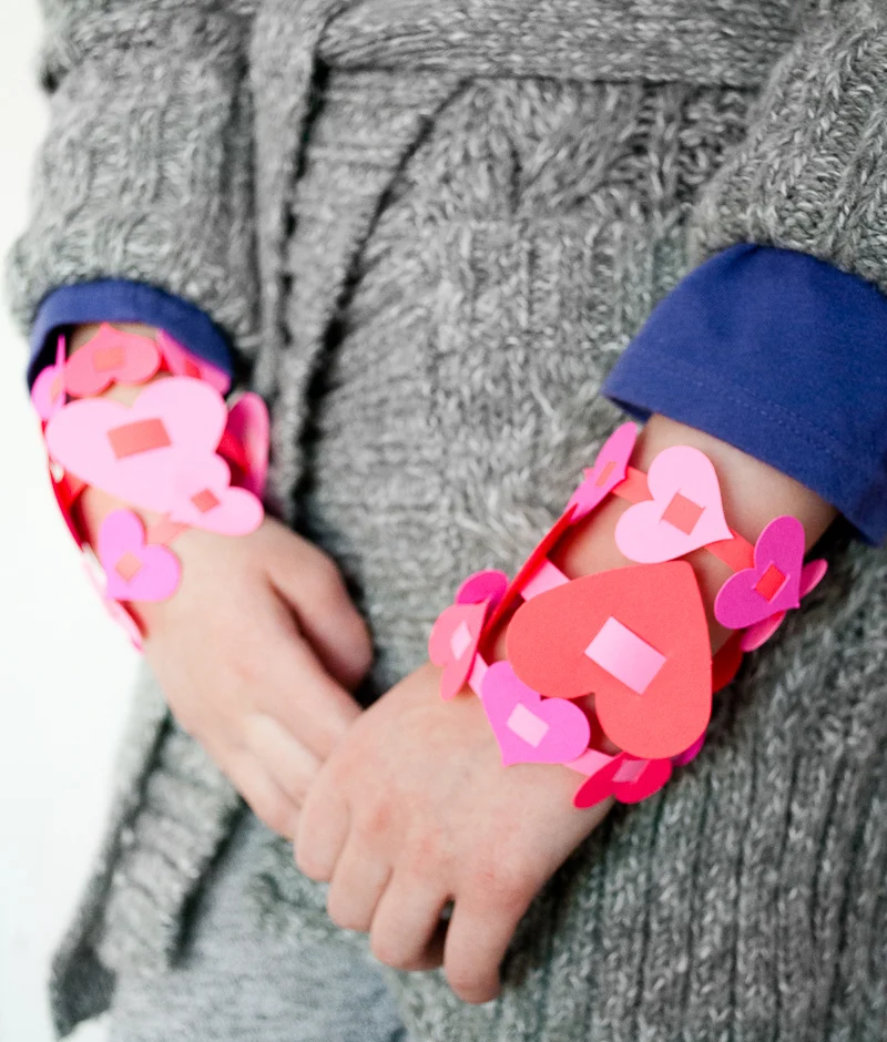 Valentine's Day Paper Heart Bracelets for Kids - easy Valentine's Day craft activity for kids