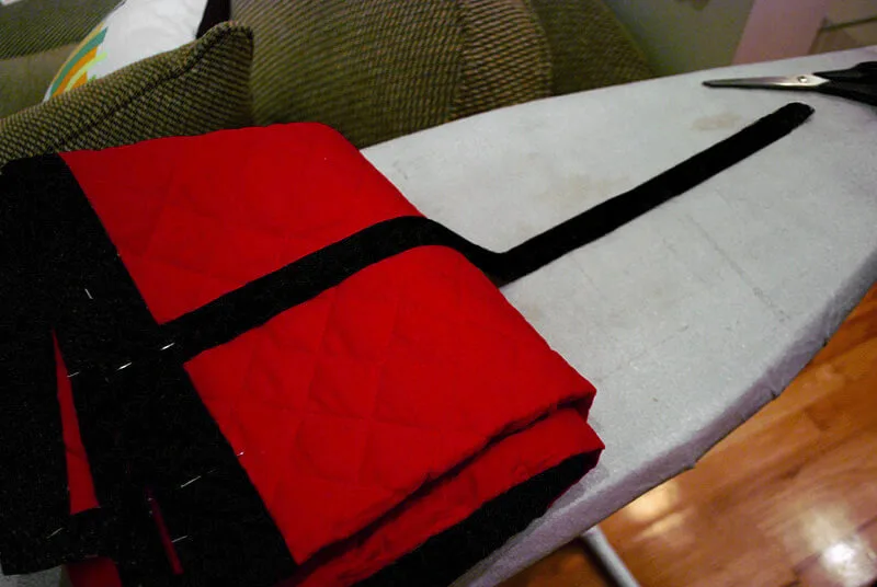 DIY dog blanket folded with strap