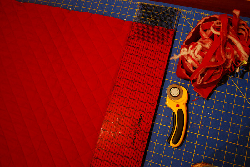 Cutting fabric to make a DIY dog blanket