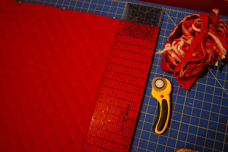 Cutting fabric to make a DIY dog blanket