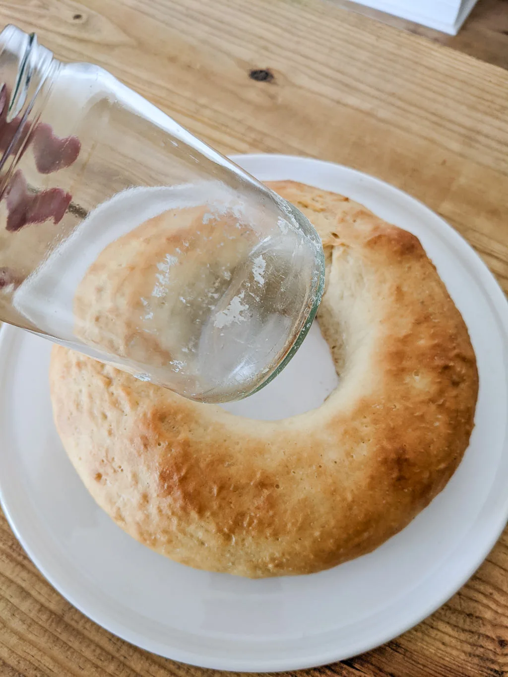 Removing a ball jar from a baked cinnamon roll wreath