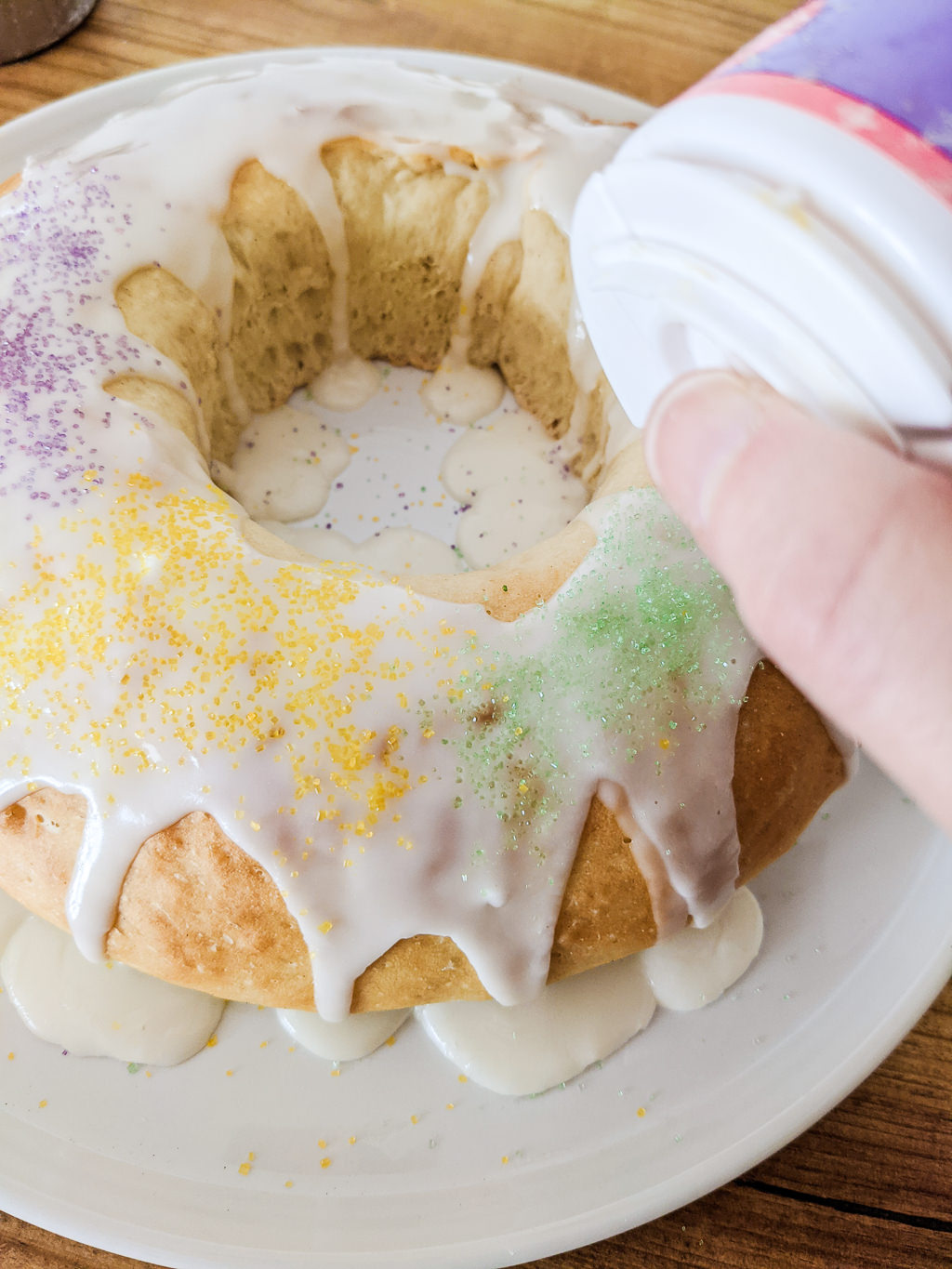 Decorating a King Cake for Mardi Gras