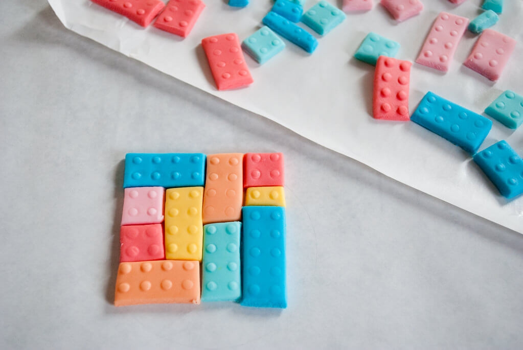 Fondant brick LEGOs