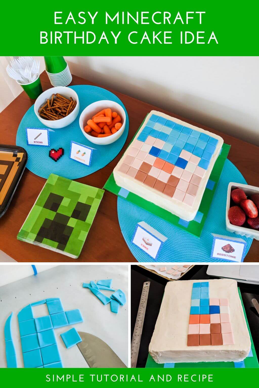 Easy Minecraft birthday cake idea