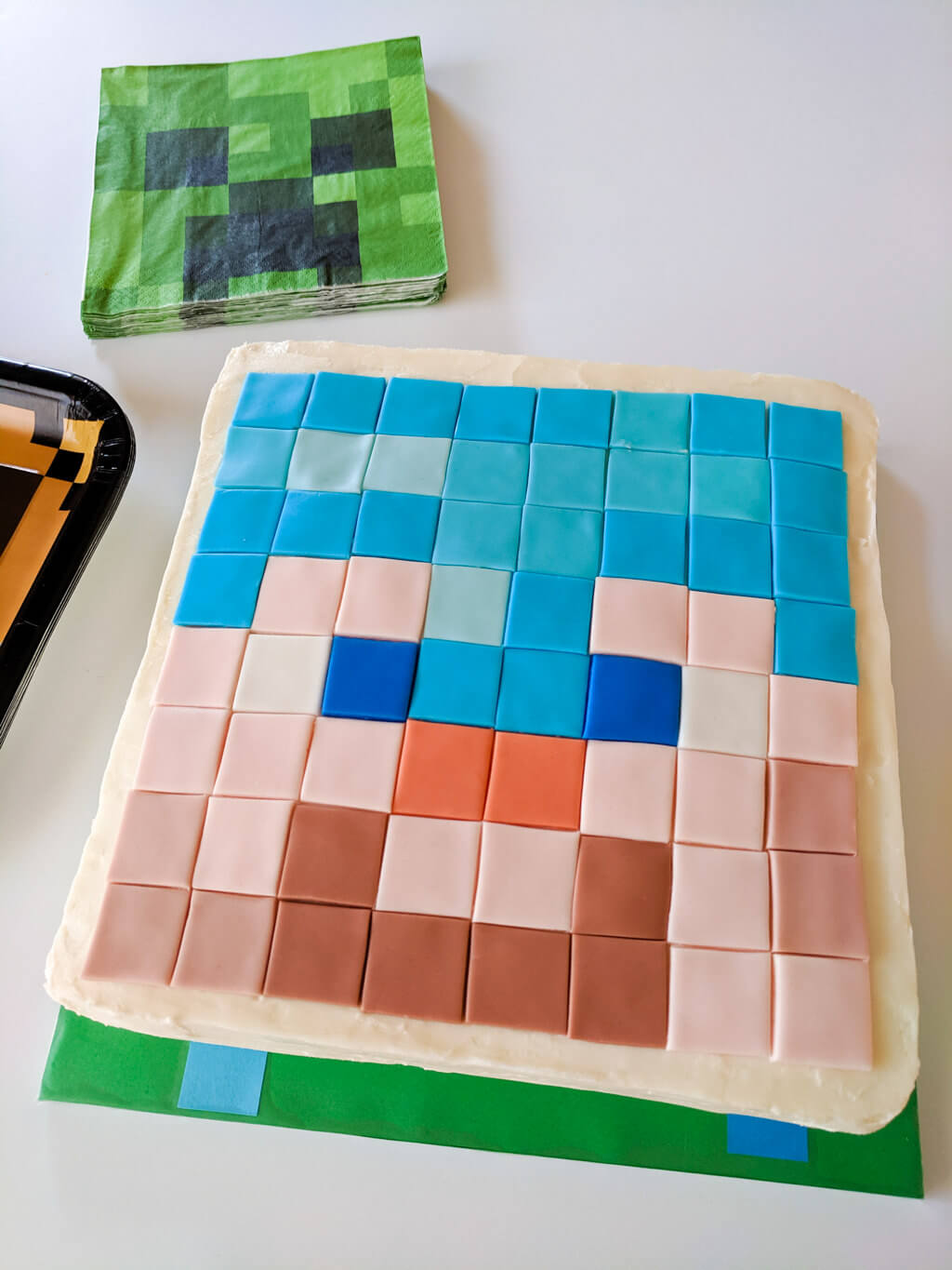 Easy Minecraft Birthday Cake Steve In Diamond Armor Merriment