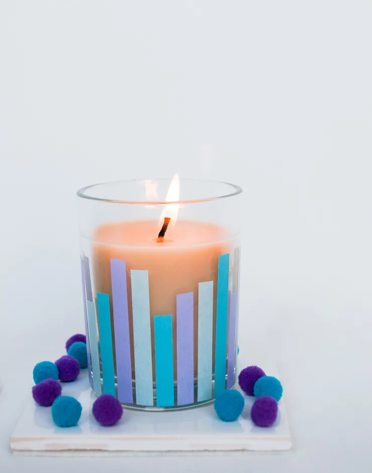 Easy Modern and Whimsical Hanukkah Candle DIY