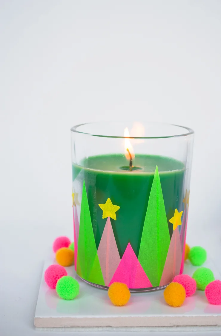 Easy Modern and Whimsical Holiday Candles DIY decorations for Christmas