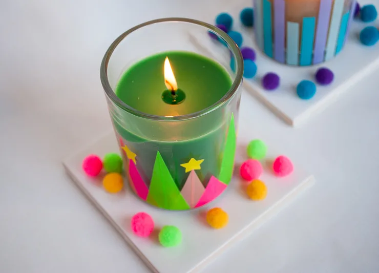 Easy Modern and Whimsical Holiday Candles DIY decorations for Christmas and Hanukkah