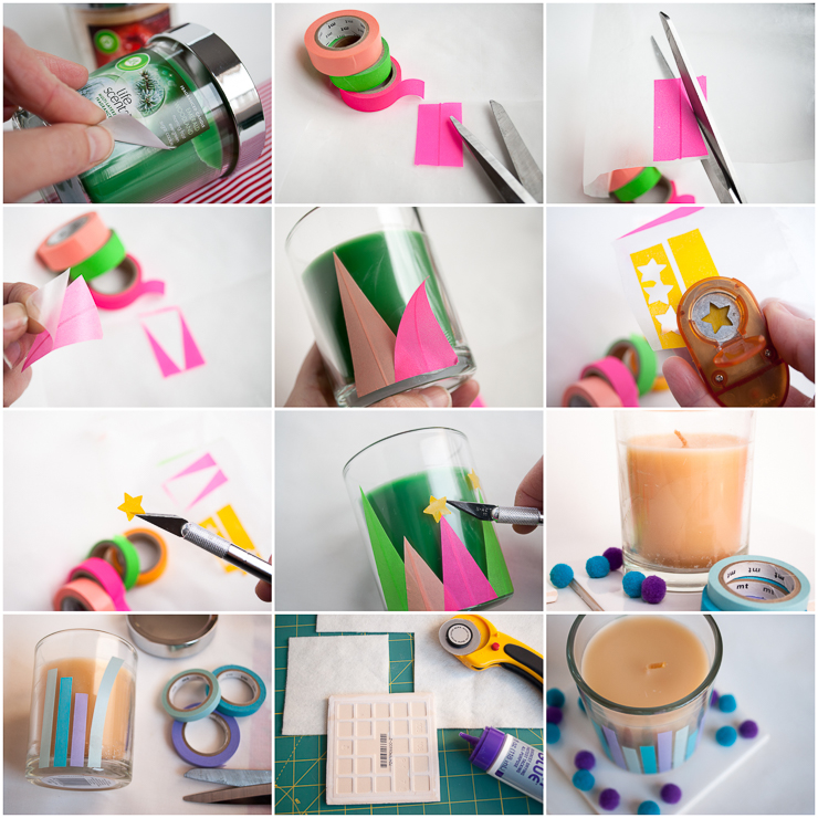 Easy Modern and Whimsical Holiday Candles DIY decorations for Christmas and Hanukkah