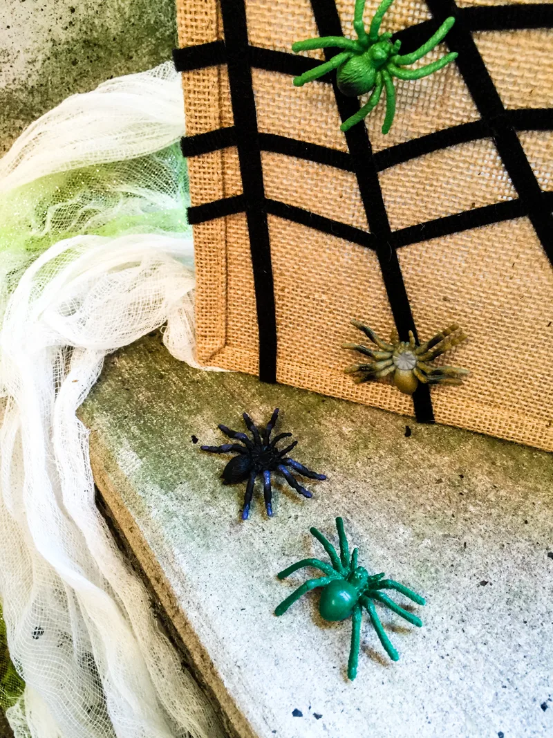 Easy No-Sew Sticky Spiderweb DIY Halloween Treat Bag for Kids