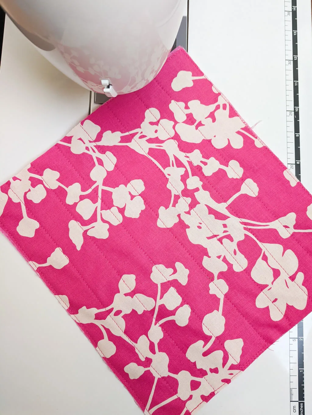 Quilting the outside of a pencil case fabric