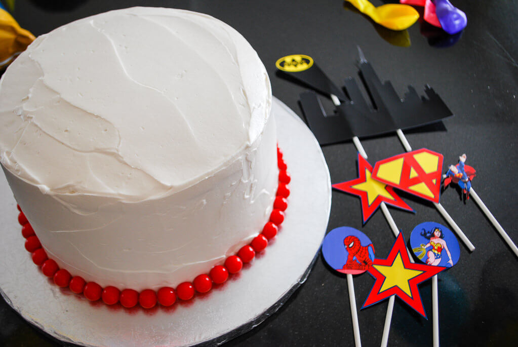 Superhero birthday cake printable toppers