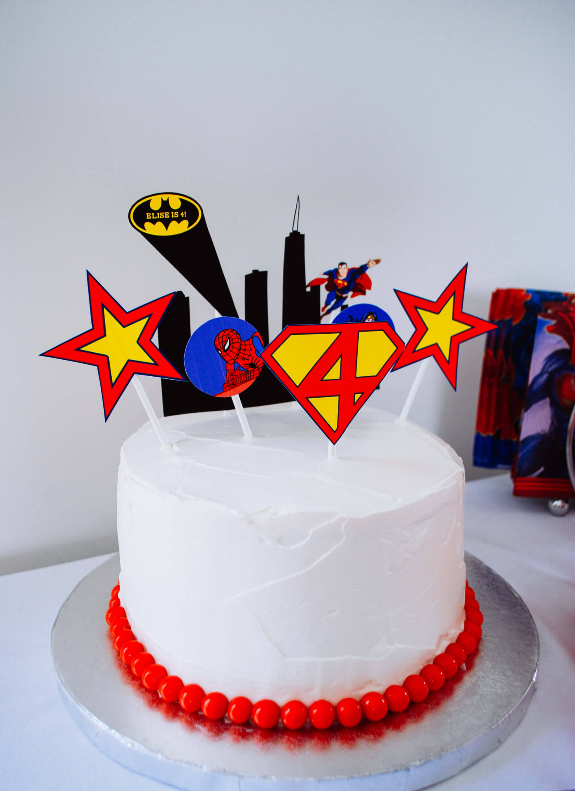 Cakeshop 12 x PRE-CUT Superhero Comic Words Edible Cake Toppers 