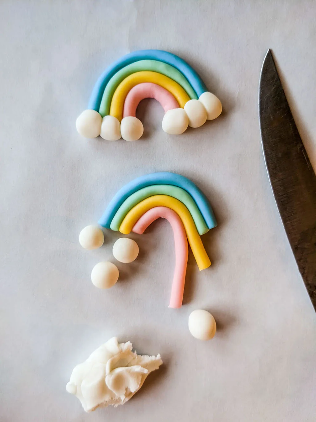 DIY fondant rainbow cake toppers