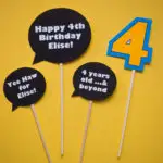 Editable sayings bubbles and birthday ages printable photo props for a Toy Story birthday party