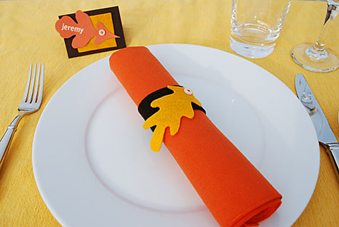 Merriment :: Felt leaf napkin rings and placecards for Thanksgiving by Kathy Beymer