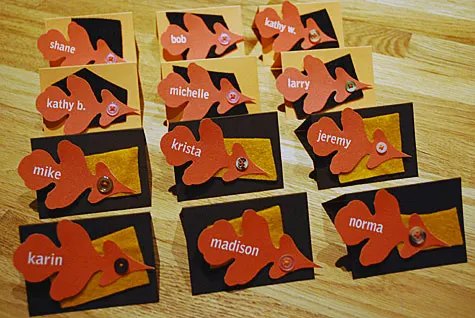 Merriment :: Felt leaf napkin rings and placecards for Thanksgiving by Kathy Beymer