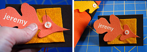 Merriment :: Felt leaf napkin rings and placecards for Thanksgiving by Kathy Beymer