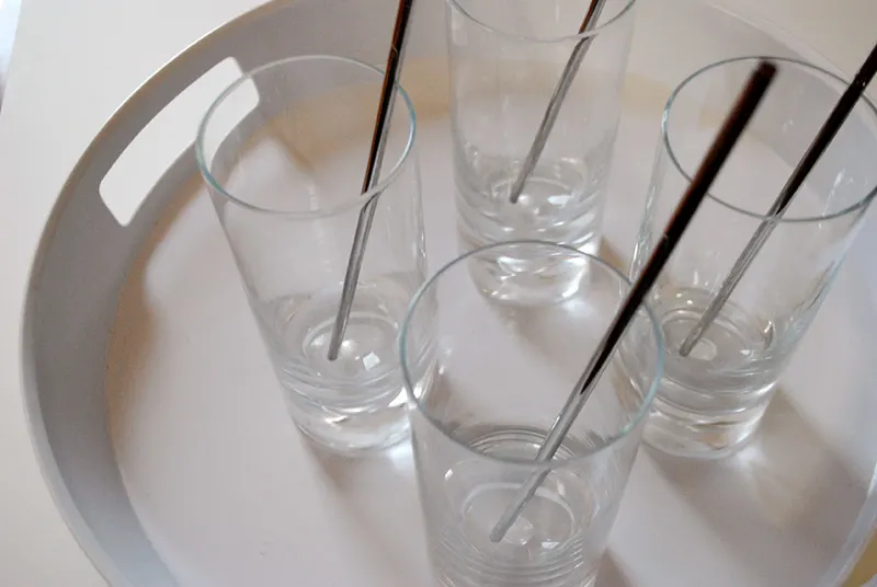 DIY cocktail stirrers using styled by Tori Spelling jewelry