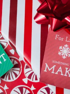 Four Gift Christmas free printable gift tags: Want, Need, Make, Read