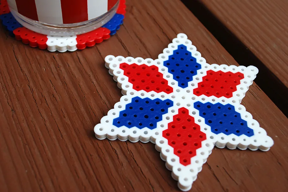 Fourth of July Kids Crafts: Perler Bead DIY Coasters - Merriment Design