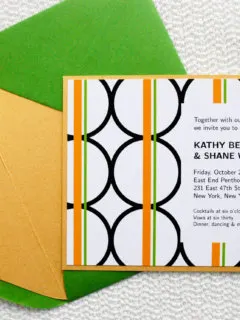 Free modern printable wedding invitation - in modern orange and green featured in Style Me Pretty