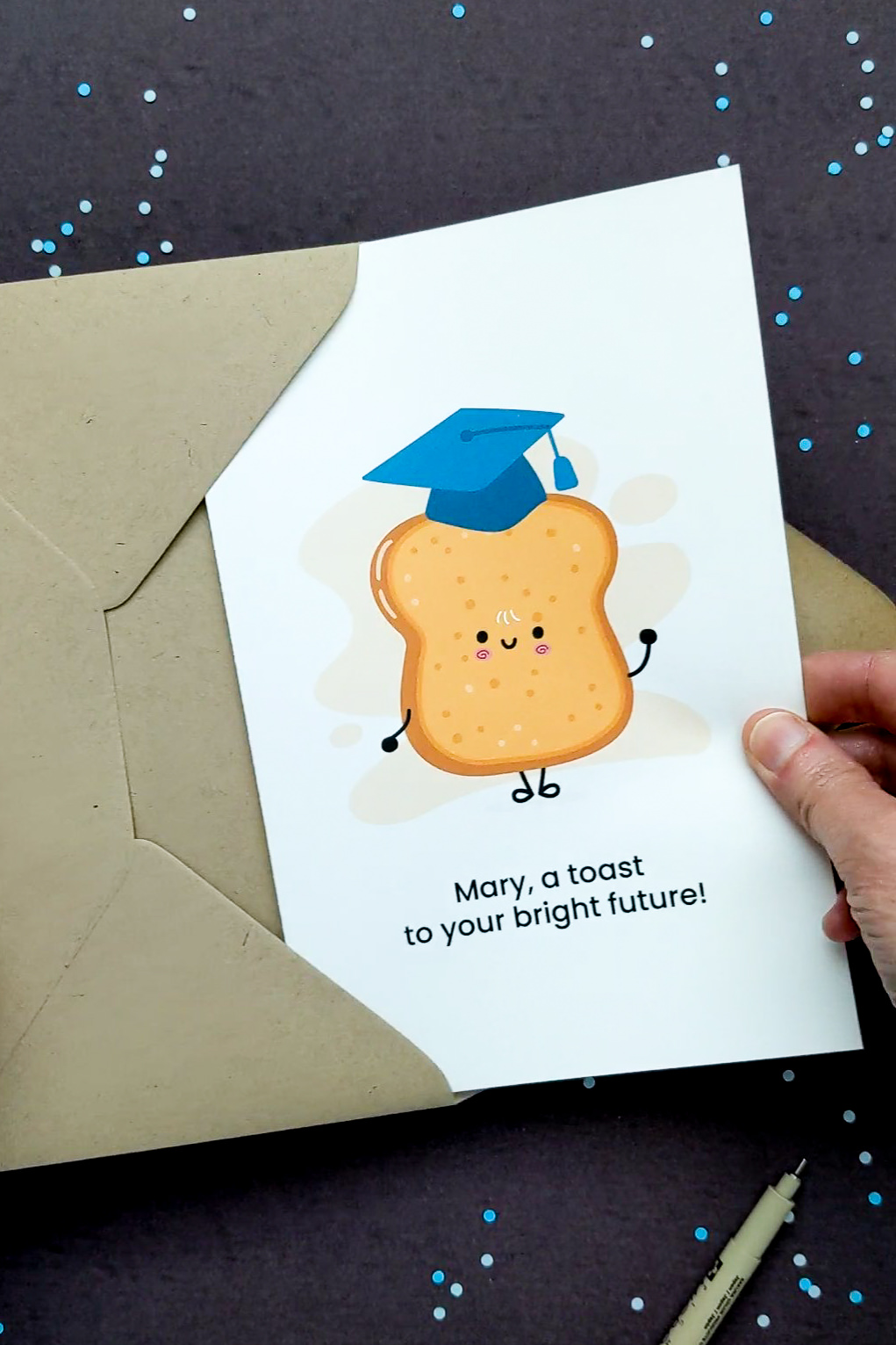 Cute printable graduation card featuring a piece of toast wearing a graduation cap