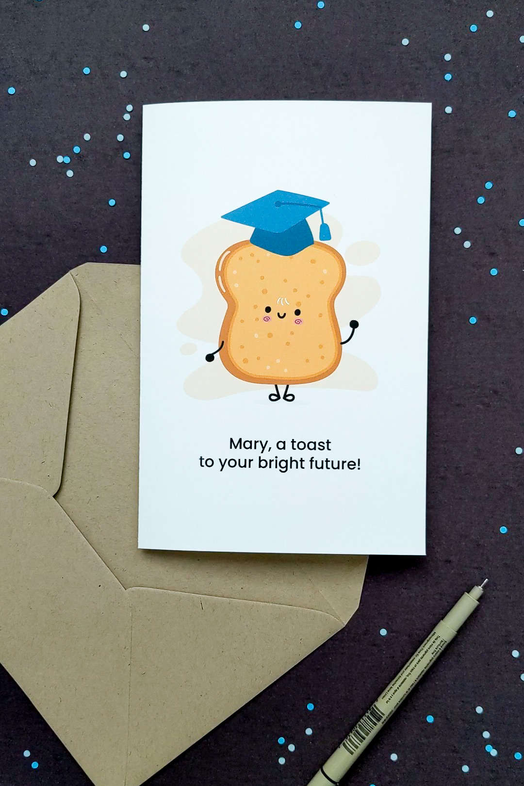 Cute printable graduation card featuring a piece of toast wearing a graduation cap