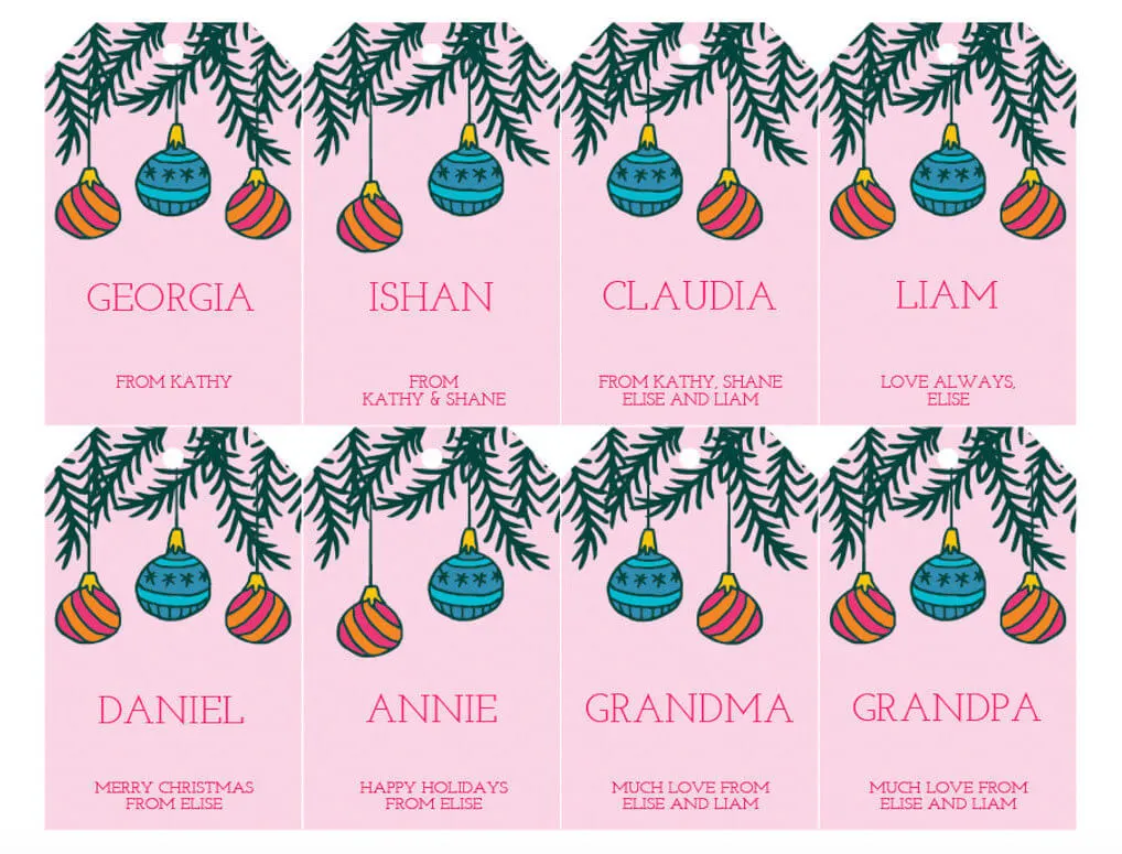 Free editable Christmas tags - in pink!