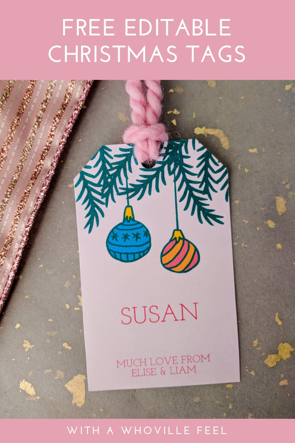 Free editable Christmas gift tags - in pink!