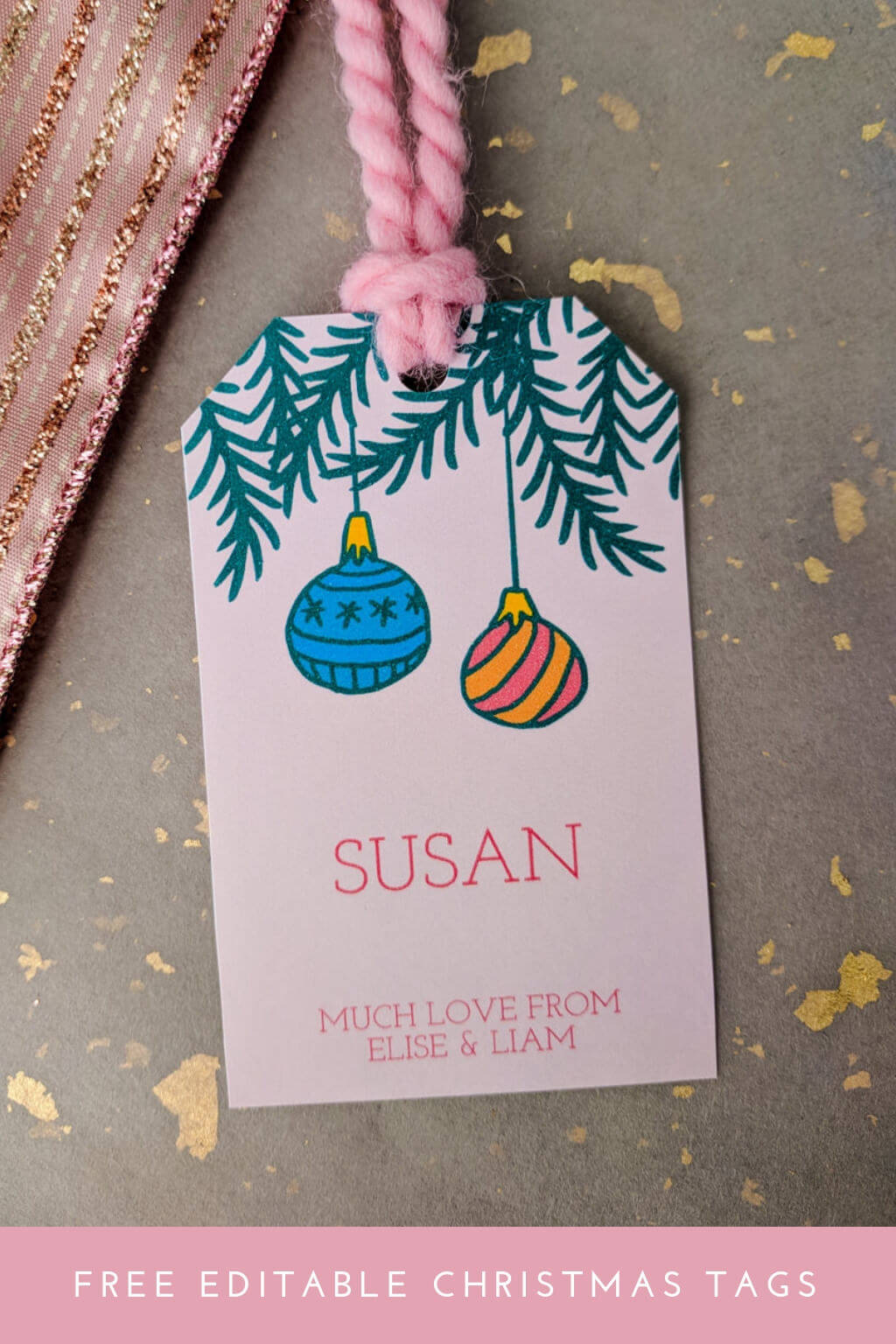 Free editable Christmas tags - in pink!
