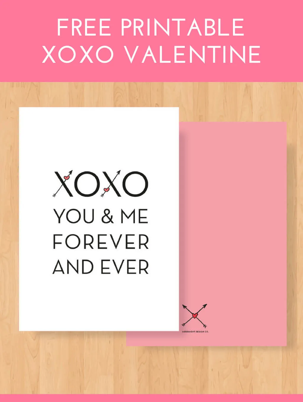 Free printable Valentine with arrows and hearts